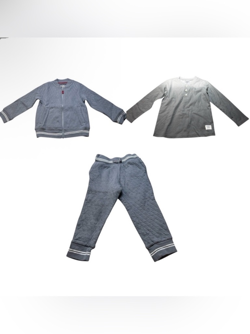 OshKosh B'gosh Gray Size 3T Comfy Athletic Set Zip-up jacket, shirt & Joggers